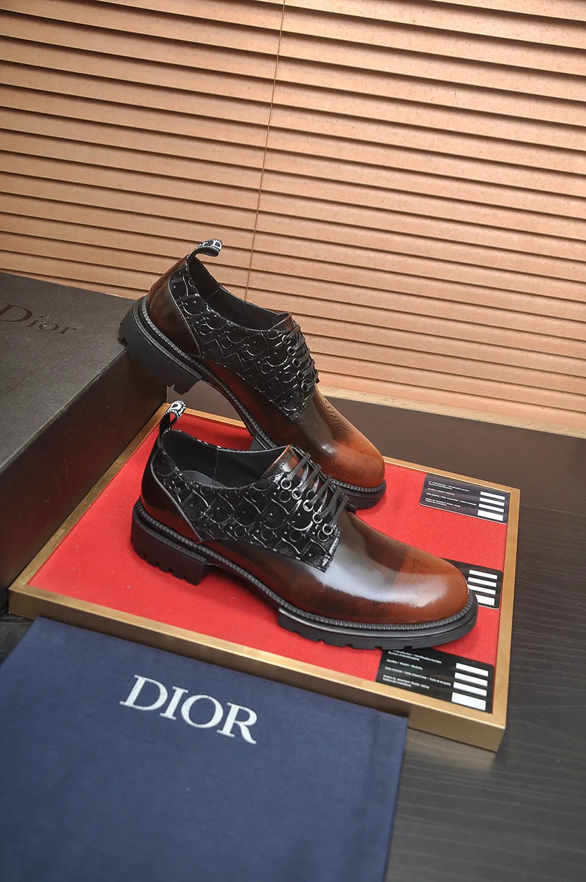 Men's shoes💰720💶【Dior】High-end goods Niuli Original order quality Dior —🆘.Dior original order purchasing, high-end leather shoes, fabric: imported from Italy open-edge beaded cowhide➕water-dyed cowhide/cowhide lining➕specially provided original outsole, fine workmanship, real-life shooting🎬size: 38-45 (45 customized)